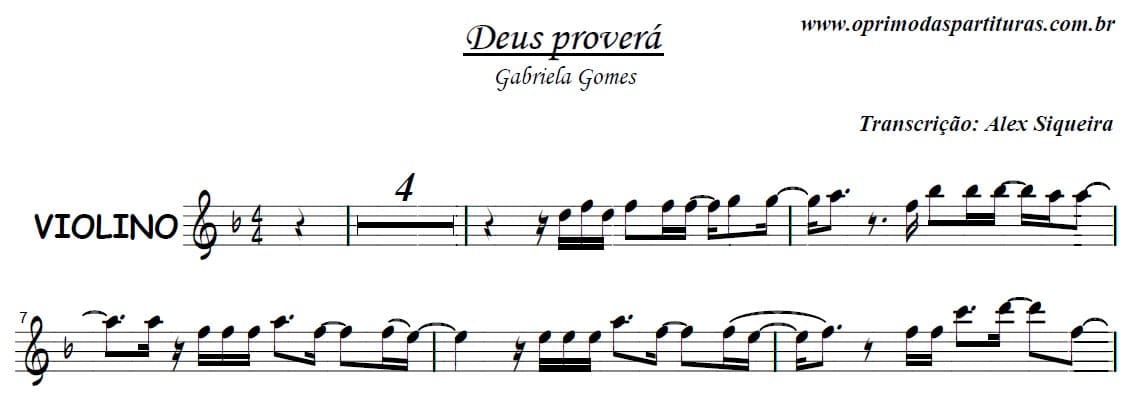 Deus Proverá Partitura Violino O Primo das Partituras