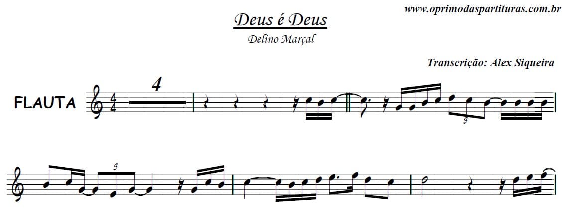 Deus é Deus Partitura Flauta O Primo das Partituras