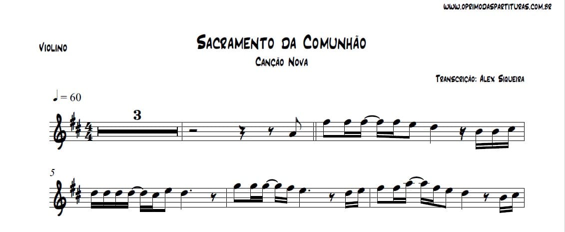 Sacramento Da Comunh O Partitura Violino O Primo Das Partituras