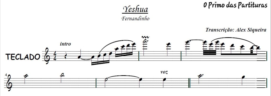 Yeshua Partitura Teclado O Primo Das Partituras