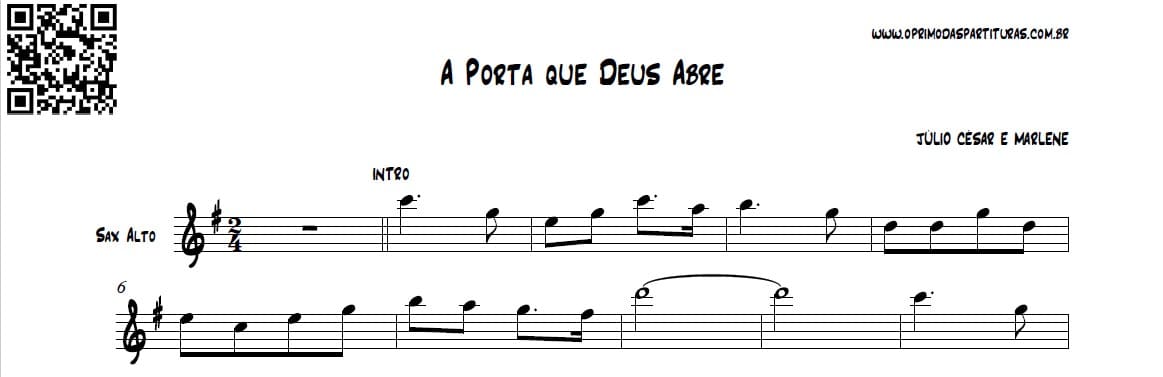 A Porta Que Deus Abre Partitura Sax Alto O Primo Das Partituras