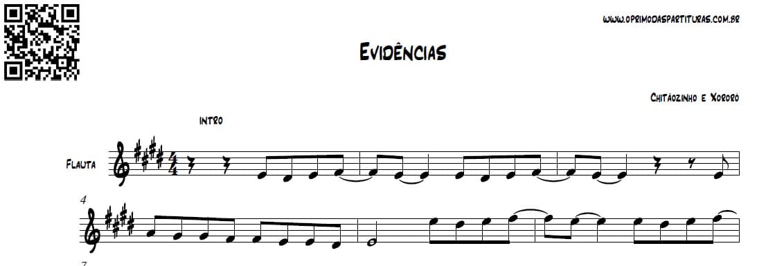 Evid Ncias Partitura Flauta O Primo Das Partituras