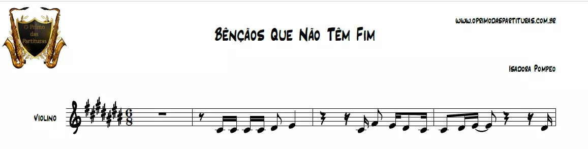 Partitura Bênçãos Que Não Têm Fim Violino O Primo das Partituras