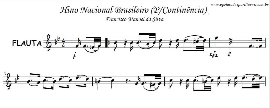 Hino Nacional Brasileiro Partitura Flauta O Primo Das Partituras