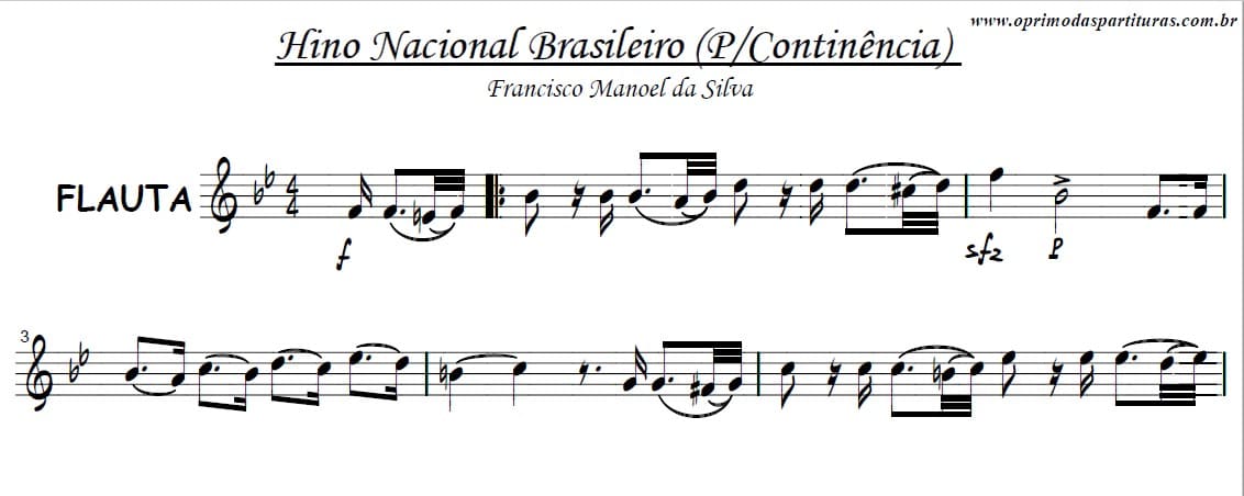 Hino Nacional Brasileiro - Partitura Flauta - O Primo Das Partituras