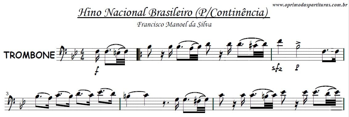 Hino Nacional Brasileiro - Partitura Trombone - O Primo Das Partituras