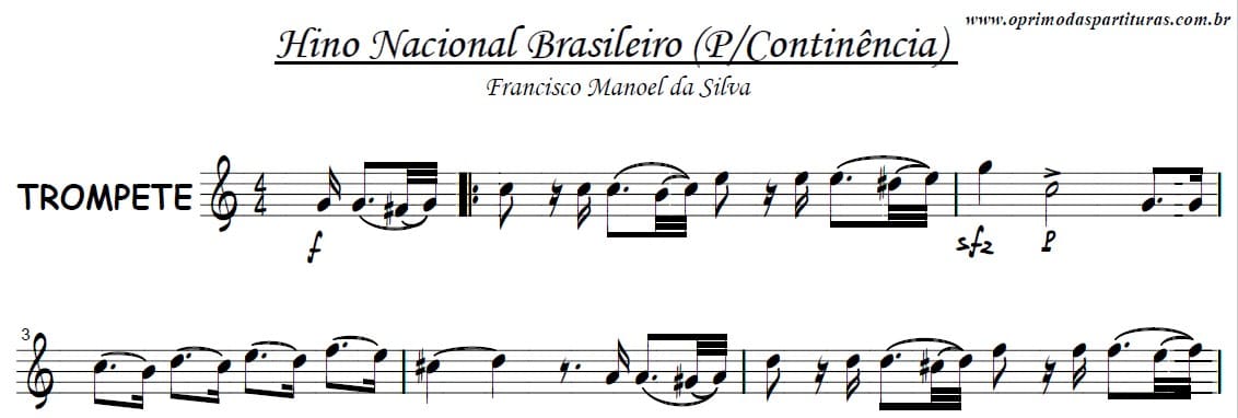 Hino Nacional Brasileiro - Partitura Trompete - O Primo Das Partituras