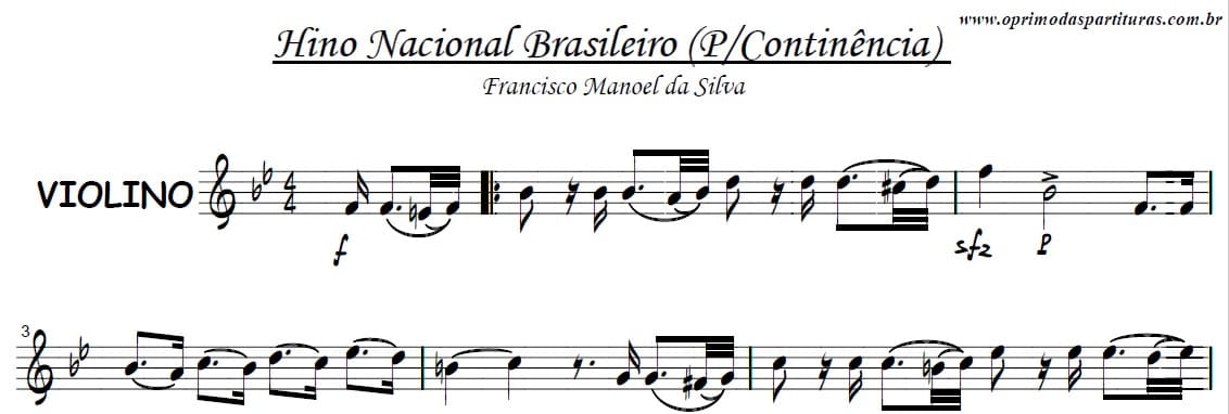 Hino Nacional Brasileiro - Partitura Violino - O Primo Das Partituras