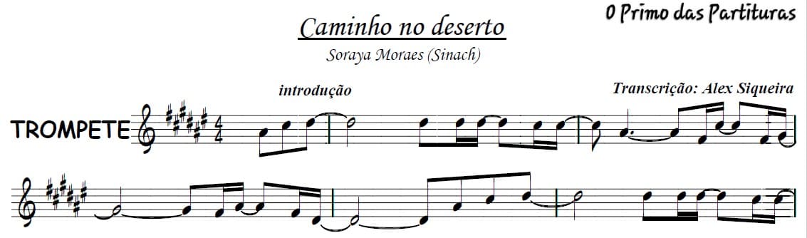 CAMINHO NO DESERTO Soraya Moraes [Partitura p/ Trompete ] 👇PARTITURA  PDF👇 