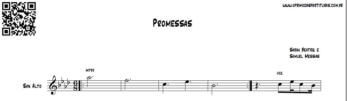 Partitura Promessas Sax Alto O Primo Das Partituras