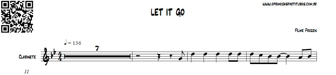 Partitura Let it go - Clarinete - O Primo das Partituras